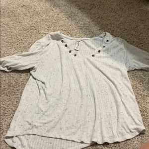 White with blue/black spots with buttons